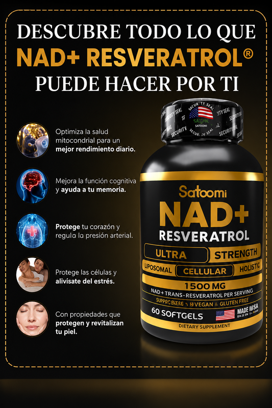 Resveratrol + NAD+ Satoomi | 60 Cápsulas ✨